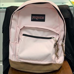 Pink and Brown Suede JanSport Right Pack Backpack